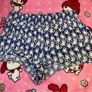 Women's Blue and White Patterned Shorts
